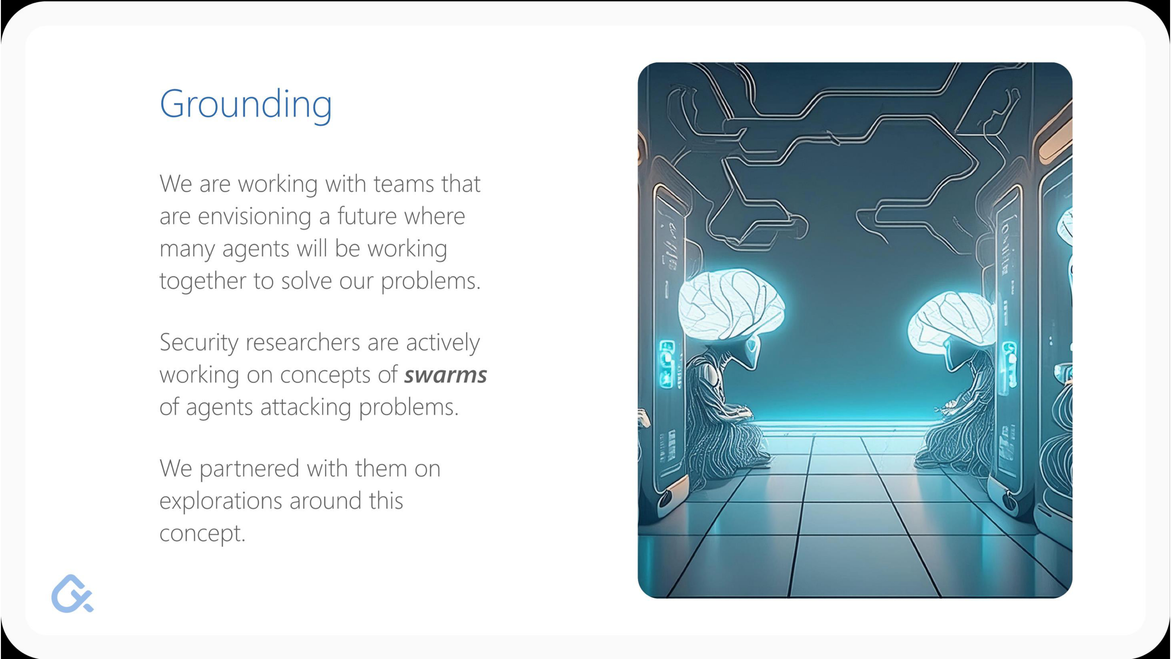 Pinboard driven by Swarm of AI agents, slide 4