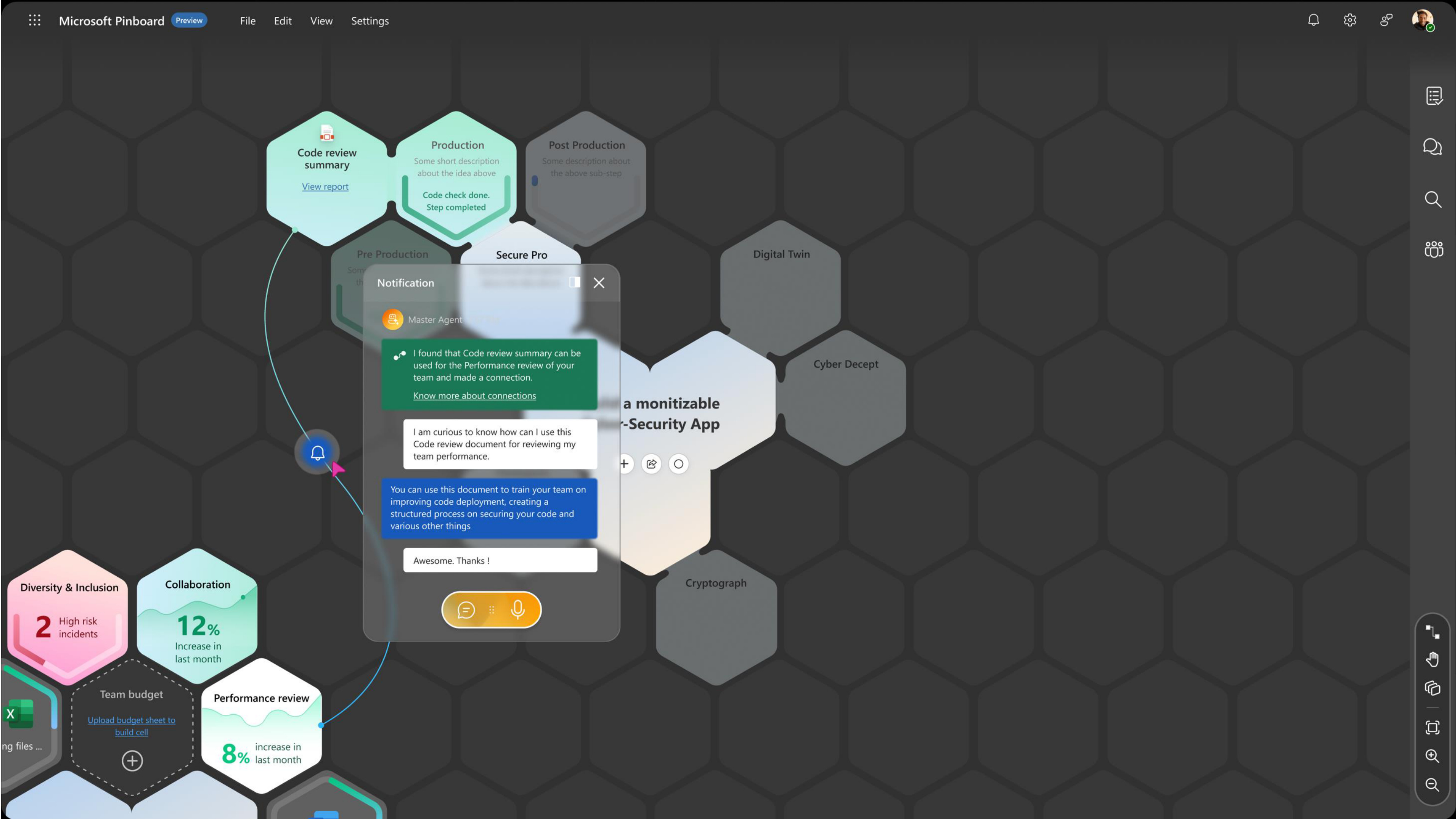 Pinboard driven by Swarm of AI agents, slide 35